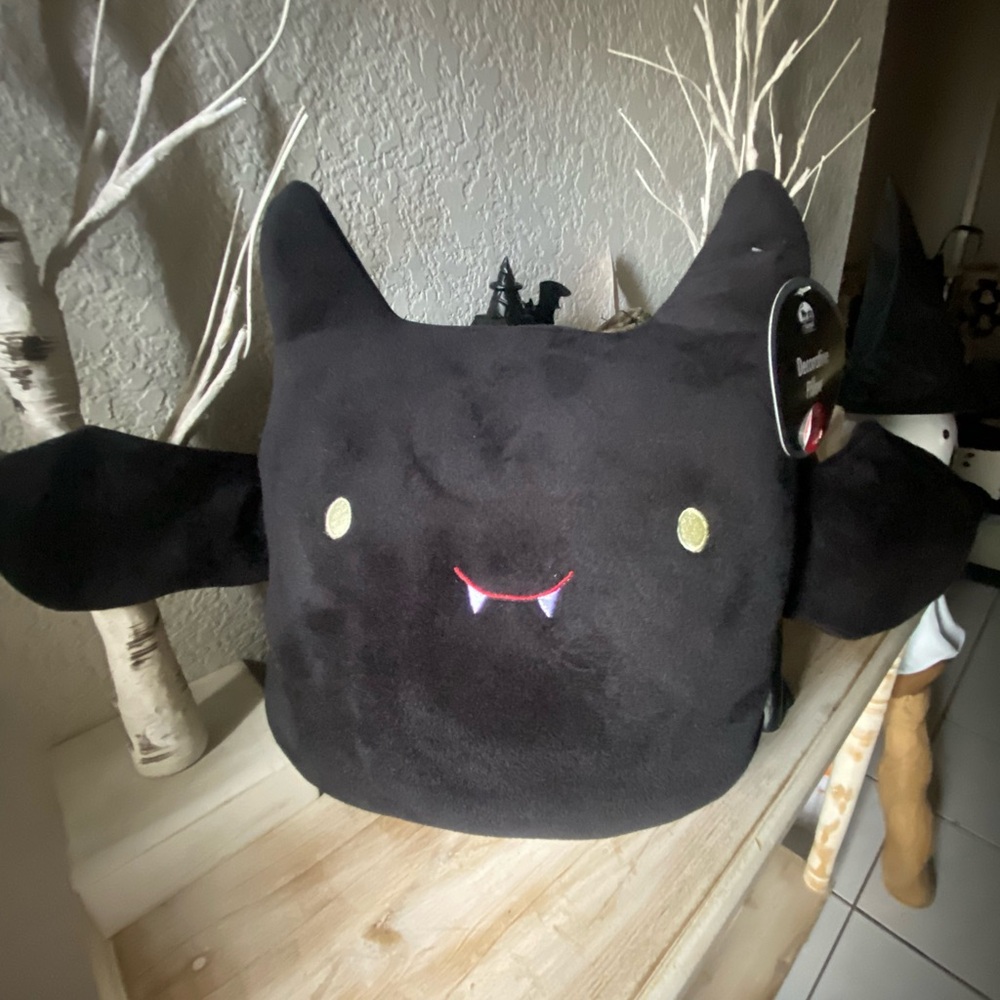 Black Vampire Bat Plush Pillow NWT